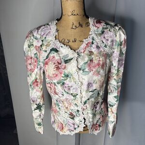 Nah Nah Collections Vintage Womens Size 10  Floral Print Elegant Blazer Jacket